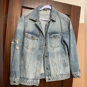 Free people oversized studded jean jacket. Size small, gently used.